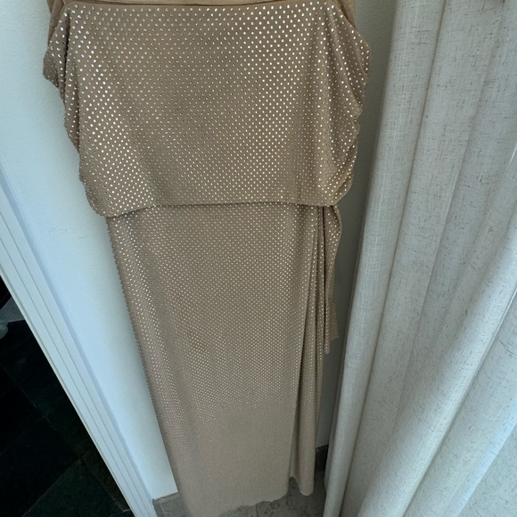 MESHKI Marcel Off Shoulder Diamante Maxi Dress - Nude (retail $185) in S - Picture 9 of 13
